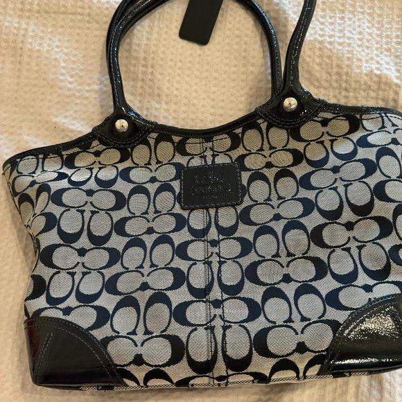 Coach Bleecker Signature Gray and Black Canvas Bag - Picture 1 of 4